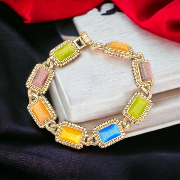 Premier Design Lollipop Bracelet, 7.5", Multicolored Stones Silver tone - Picture 1 of 4